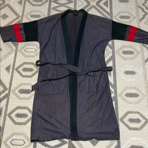 Gray and Red Kimono Robe